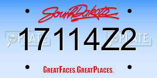 17114Z2 South Dakota License Plate