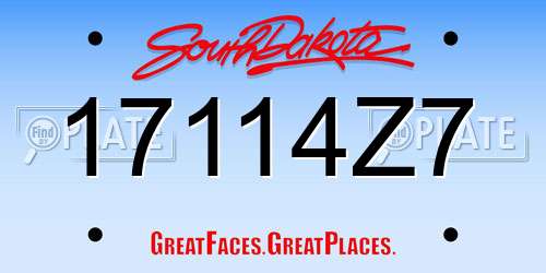 17114Z7 South Dakota License Plate