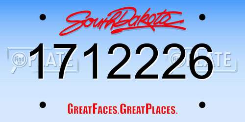 1712226 South Dakota License Plate