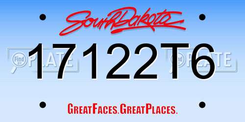 17122T6 South Dakota License Plate