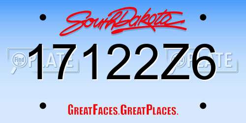 17122Z6 South Dakota License Plate