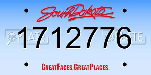 1712776 South Dakota License Plate