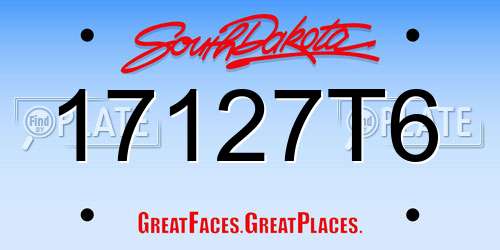 17127T6 South Dakota License Plate