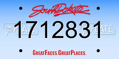 1712831 South Dakota License Plate