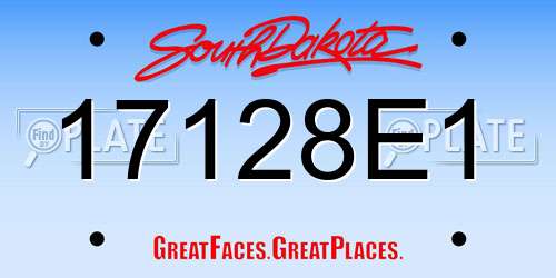 17128E1 South Dakota License Plate