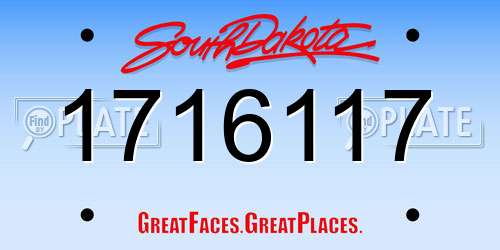 1716117 South Dakota License Plate