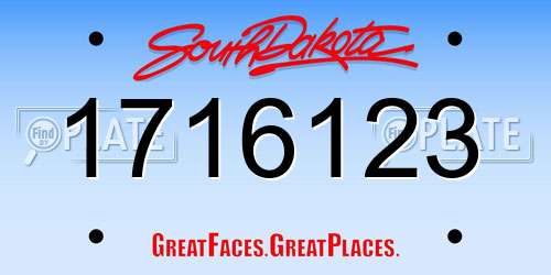 1716123 South Dakota License Plate