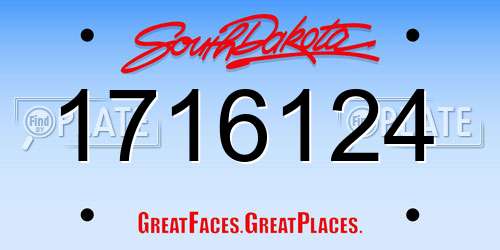 1716124 South Dakota License Plate