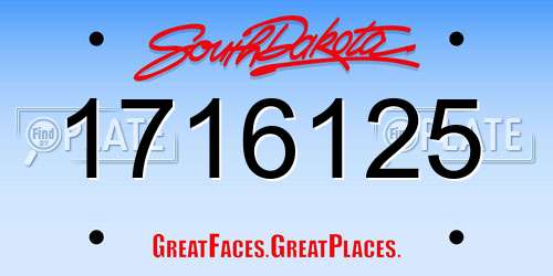 1716125 South Dakota License Plate