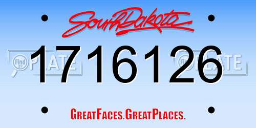 1716126 South Dakota License Plate