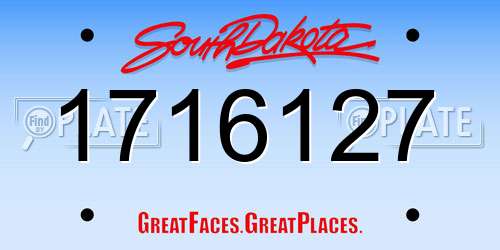 1716127 South Dakota License Plate