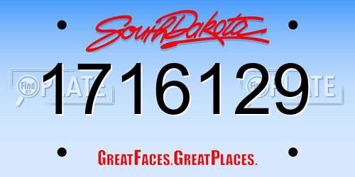 1716129 South Dakota License Plate