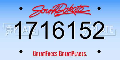 1716152 South Dakota License Plate