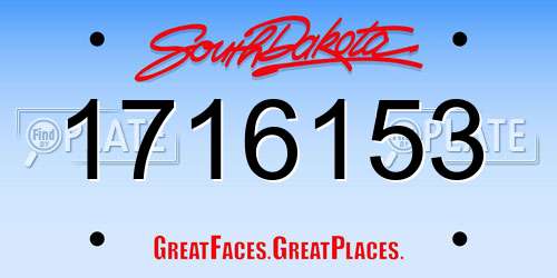 1716153 South Dakota License Plate