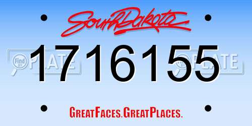 1716155 South Dakota License Plate