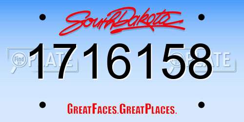 1716158 South Dakota License Plate