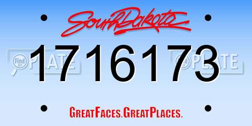 1716173 South Dakota License Plate