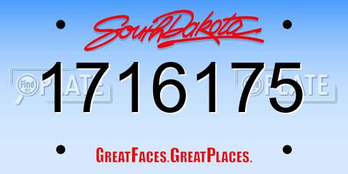 1716175 South Dakota License Plate