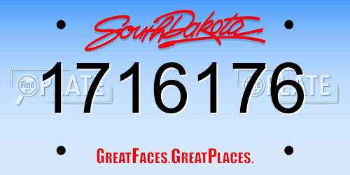 1716176 South Dakota License Plate