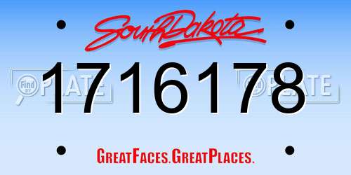 1716178 South Dakota License Plate