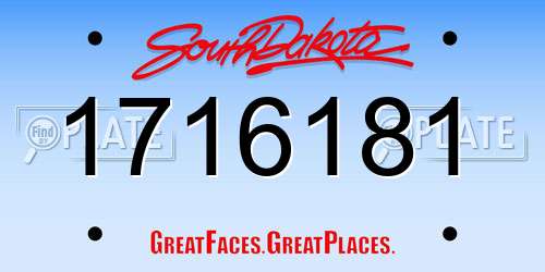 1716181 South Dakota License Plate