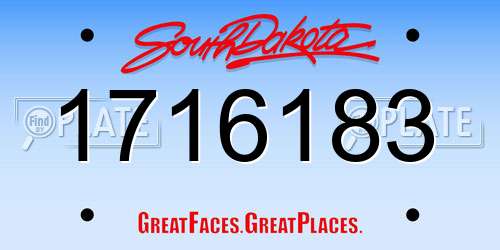 1716183 South Dakota License Plate