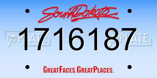 1716187 South Dakota License Plate