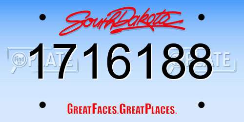 1716188 South Dakota License Plate