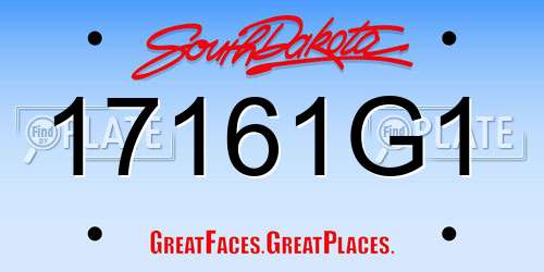 17161G1 South Dakota License Plate