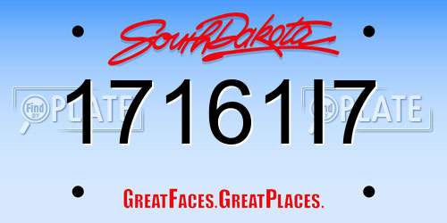17161I7 South Dakota License Plate