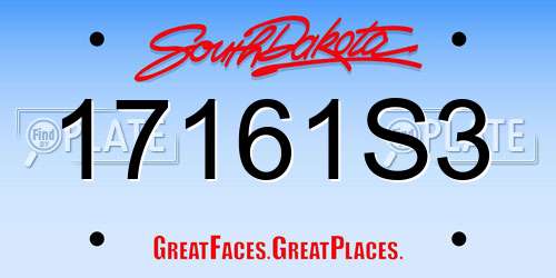 17161S3 South Dakota License Plate