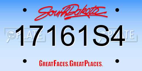 17161S4 South Dakota License Plate