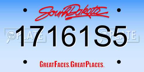 17161S5 South Dakota License Plate