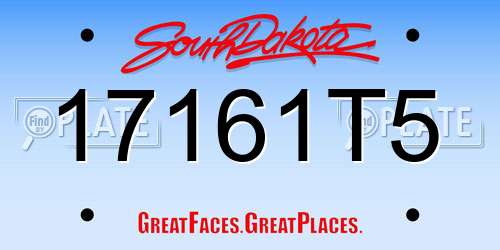 17161T5 South Dakota License Plate