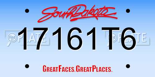 17161T6 South Dakota License Plate
