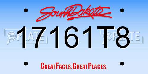 17161T8 South Dakota License Plate