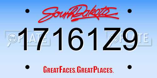 17161Z9 South Dakota License Plate