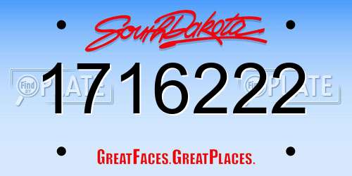 1716222 South Dakota License Plate