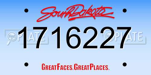 1716227 South Dakota License Plate