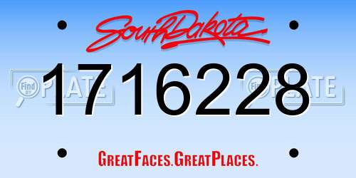 1716228 South Dakota License Plate