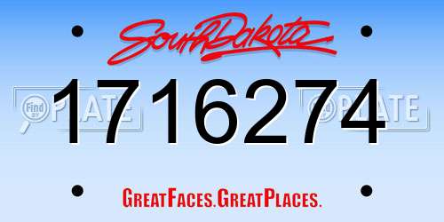 1716274 South Dakota License Plate