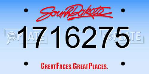 1716275 South Dakota License Plate