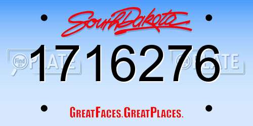 1716276 South Dakota License Plate