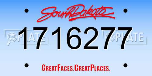 1716277 South Dakota License Plate