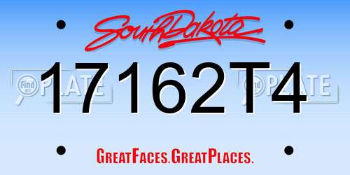 17162T4 South Dakota License Plate