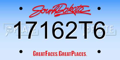 17162T6 South Dakota License Plate