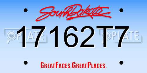 17162T7 South Dakota License Plate