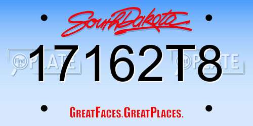 17162T8 South Dakota License Plate
