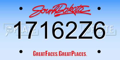 17162Z6 South Dakota License Plate