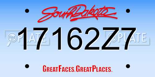 17162Z7 South Dakota License Plate